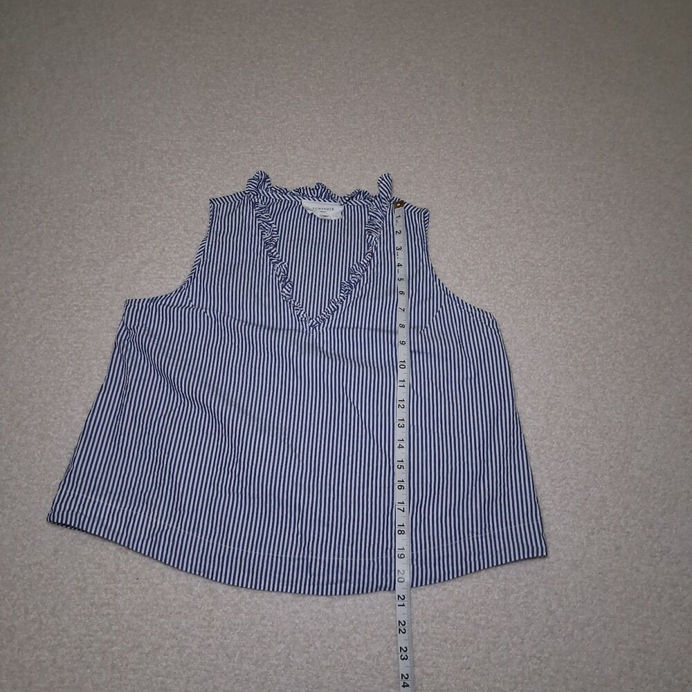 Pomander 100% Cotton Stripes Womens S Ruffle Collar Coastal Resort Summer Beach - Picture 8 of 9